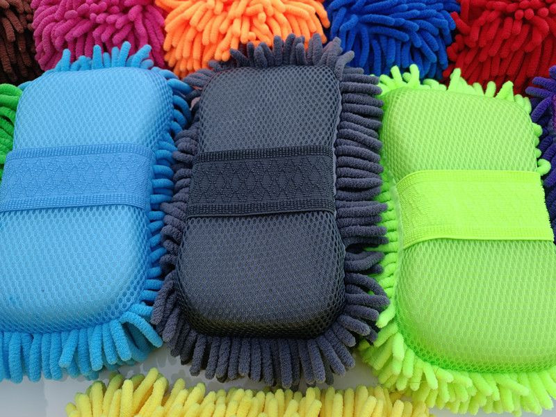 Microfiber Chenille Car Wash Foam Sponge Pad With Elastic Band