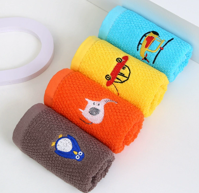 100% Cotton Embroidery Logo Children Towels 25*50CM 50G